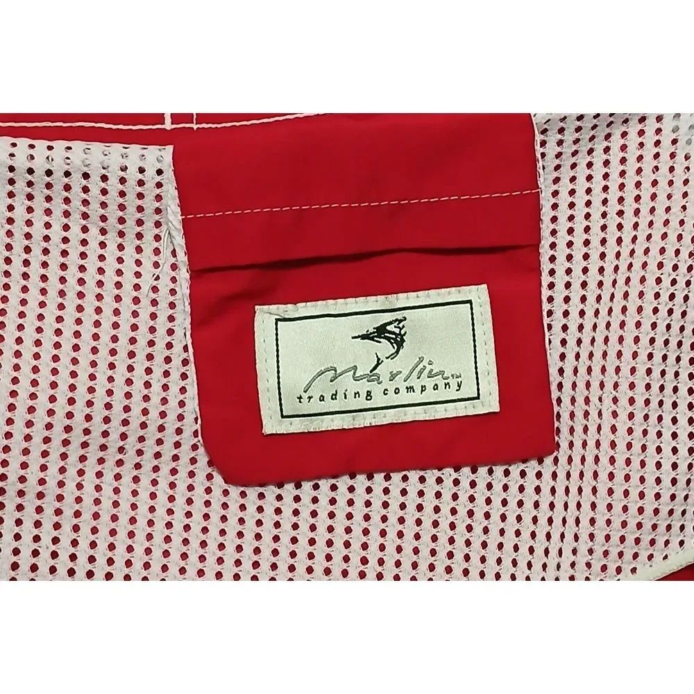 Marlin Trading Company Swim Shorts Men's‎ Red M Floral Pocket Drawstring Lined